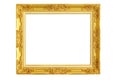 Gold picture frame on white background. Royalty Free Stock Photo