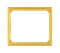 Gold picture frame on white background. Royalty Free Stock Photo