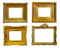 Gold picture frames. Isolated over white Royalty Free Stock Photo
