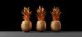 Gold pineapple decoration on black Royalty Free Stock Photo