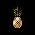 Gold Pineapple fruit. Vector illustration.