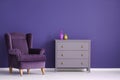 Purple living room interior Royalty Free Stock Photo