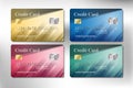 Gold, pink, green and blue color credit card vector design Royalty Free Stock Photo