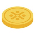 Gold pirate coin icon, isometric style