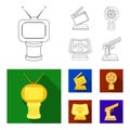 Gold pistol, silver prize for the best supporting role and other prizes.Movie awards set collection icons in outline