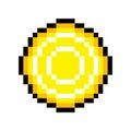 Gold pixel coin. Yellow symbol of game 8bit currency