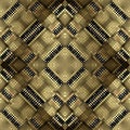 Gold pixel halftone squares seamless pattern. Golden checkered half tone background. Modern pixelated repeat backdrop. Luxury