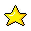 Gold pixel star. Yellow bonus 8bit arcade game