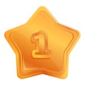 Gold place star icon, cartoon style