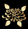 Gold plant lotus flower on black background vector
