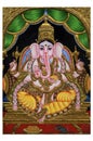 Gold plated ganesha painting Royalty Free Stock Photo