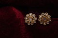Gold plated jewelry -Fancy Designer golden earrings macro image
