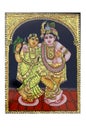 Gold plated krishna and radha painting Royalty Free Stock Photo