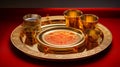 gold plated pooja thali for aarti and pooja in India