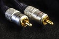 Gold-plated rca audio connectors Royalty Free Stock Photo