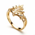 Whimsical Fairy Tale Inspired 24k Gold Ring With Diamonds Royalty Free Stock Photo