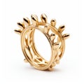 Gold Plated Ring With Silver Spikes - Inspired By Ryan Mcginley And Escher