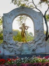 Gold-plated statue of Austrian composer Johann Strauss in stadtpark