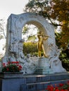 Gold-plated statue of Austrian composer Johann Strauss in stadtpark