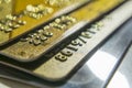 Gold and platinum credit cards close up Royalty Free Stock Photo