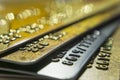 Gold and platinum credit cards close up Royalty Free Stock Photo