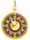 Gold pocket watch in vector