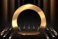 Gold podium and ring with illumination effect Royalty Free Stock Photo