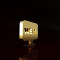 Gold Pointer to wild west icon isolated on brown background. Western signboard, message board, signpost for finding way