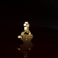 Gold Poison in bottle icon isolated on brown background. Bottle of poison or poisonous chemical toxin. Minimalism