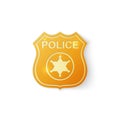 Gold Police badge icon on white background