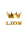 Golden poligonal king crown. Low poly lion logo. Royalty Free Stock Photo