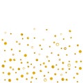 Gold polka dots splatter circle like snowfall.Confetti Gold color Christmas watercolor illustration isolated on background.Design