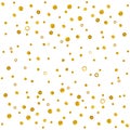Gold polka dots splatter circle like snowfall.Confetti Gold color Christmas watercolor illustration isolated on white background.D