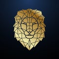 Gold Polygonal Lion head. Geometric Lion Portrait.