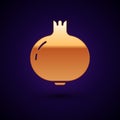 Gold Pomegranate icon isolated on black background. Garnet fruit. Vector