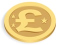 Gold pound coin Royalty Free Stock Photo
