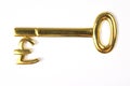 Gold pound key Royalty Free Stock Photo