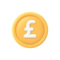 Gold pound sterling coin. Currency exchange, finance and investment concept. Royalty Free Stock Photo