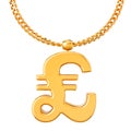 Gold pound sterling symbol on golden chain, 3D rendering Royalty Free Stock Photo