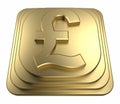 Gold pound symbol on a pedestal 3d rendering Royalty Free Stock Photo