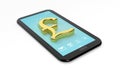 Gold Pound symbol on tablet Royalty Free Stock Photo