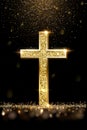 Gold prayer cross realistic vector illustration