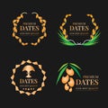 Gold Premium dates friut logo sign on black background collection vector design