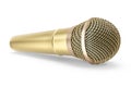 Gold, prestigious wireless microphone isolated on white background. 3d rendering Royalty Free Stock Photo