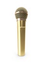 Gold, prestigious wireless microphone isolated on white background. 3d rendering Royalty Free Stock Photo