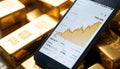 Gold Price Chart on Smartphone Royalty Free Stock Photo