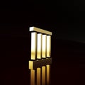 Gold Prison window icon isolated on brown background. Minimalism concept. 3d illustration 3D render Royalty Free Stock Photo