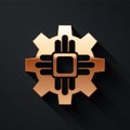 Gold Processor icon isolated on black background. CPU, central processing unit, microchip, microcircuit, computer