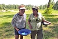 Gold prospectors of all ages on the banks of the Gardon River Royalty Free Stock Photo