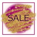 Gold and purple sale background in frame